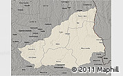 Shaded Relief 3D Map of Lunda Sul, darken, semi-desaturated