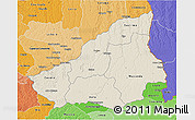 Shaded Relief 3D Map of Lunda Sul, political shades outside