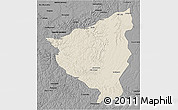 Shaded Relief 3D Map of Cacolo, darken, desaturated