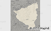 Shaded Relief 3D Map of Cacolo, darken, semi-desaturated