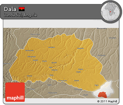 Physical 3D Map of Dala, semi-desaturated