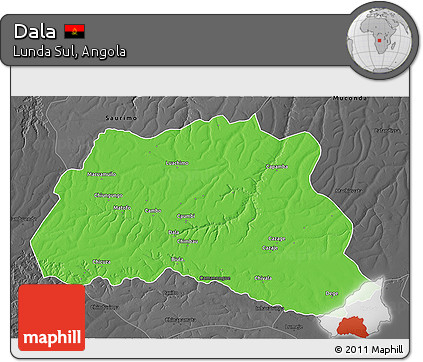 Political 3D Map of Dala, darken, desaturated