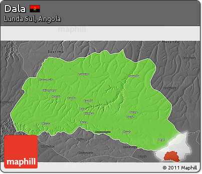 Political 3D Map of Dala, darken, desaturated