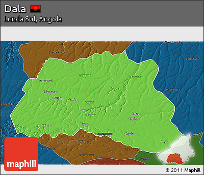 Political 3D Map of Dala, darken