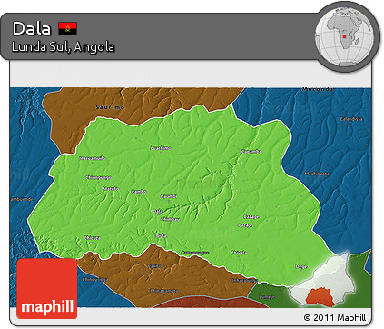 Political 3D Map of Dala, darken