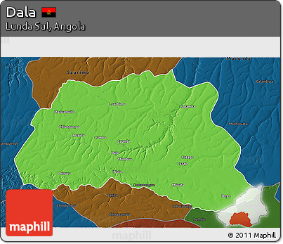 Political 3D Map of Dala, darken