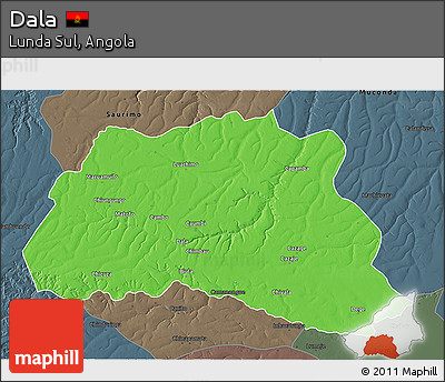 Political 3D Map of Dala, darken, semi-desaturated
