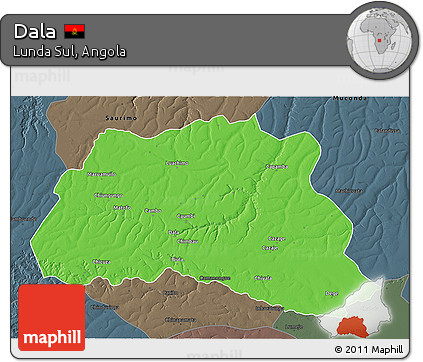 Political 3D Map of Dala, darken, semi-desaturated