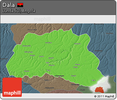 Political 3D Map of Dala, darken, semi-desaturated
