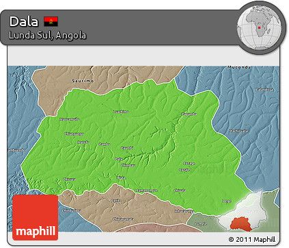 Political 3D Map of Dala, semi-desaturated