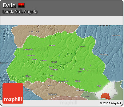 Political 3D Map of Dala, semi-desaturated