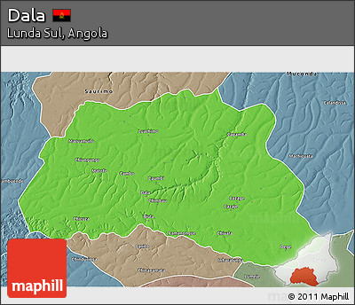 Political 3D Map of Dala, semi-desaturated