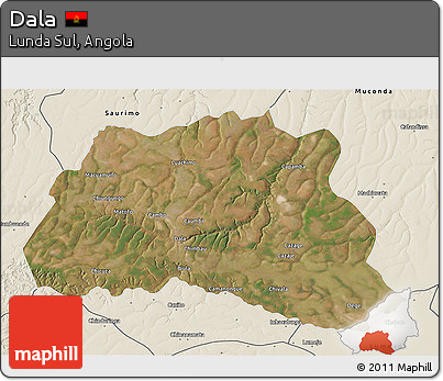 Satellite 3D Map of Dala, shaded relief outside