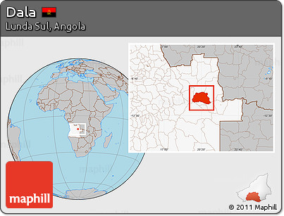 Gray Location Map of Dala, highlighted country