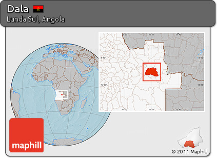 Gray Location Map of Dala, highlighted country, hill shading