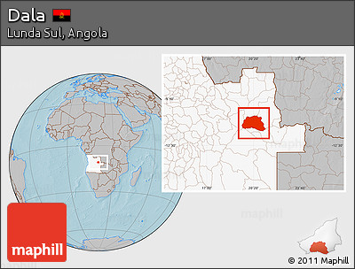 Gray Location Map of Dala, highlighted country, hill shading