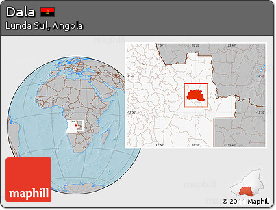 Gray Location Map of Dala, highlighted country, hill shading