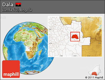 Physical Location Map of Dala, highlighted country