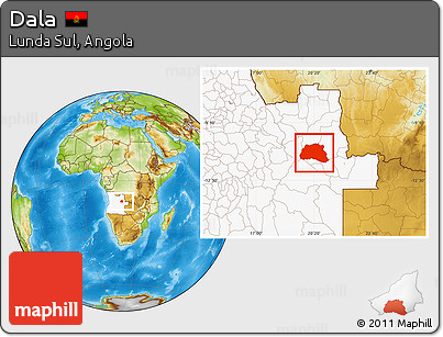 Physical Location Map of Dala, highlighted country