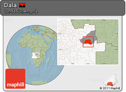 Savanna Style Location Map of Dala, highlighted country, highlighted parent region, hill shading