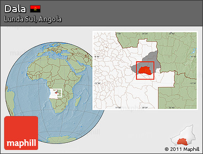 Savanna Style Location Map of Dala, highlighted country, highlighted parent region, hill shading