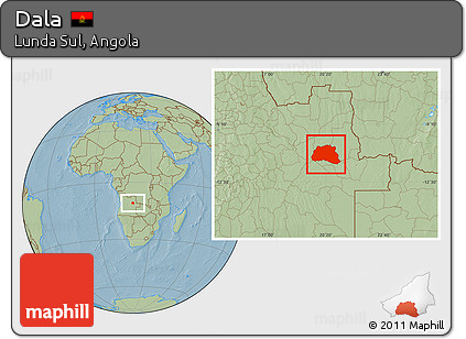 Savanna Style Location Map of Dala, hill shading