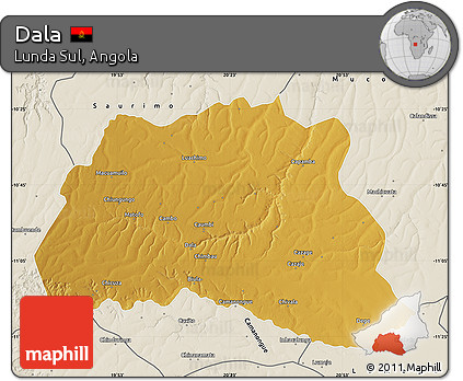 Physical Map of Dala, shaded relief outside