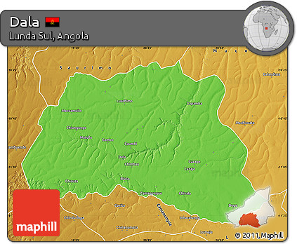 Political Map of Dala, physical outside