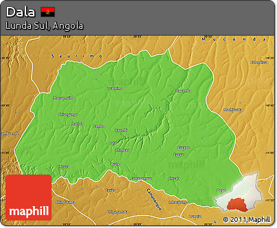Political Map of Dala, physical outside