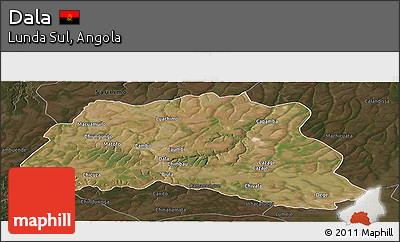 Satellite Panoramic Map of Dala, darken