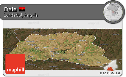 Satellite Panoramic Map of Dala, darken