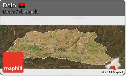 Satellite Panoramic Map of Dala, darken