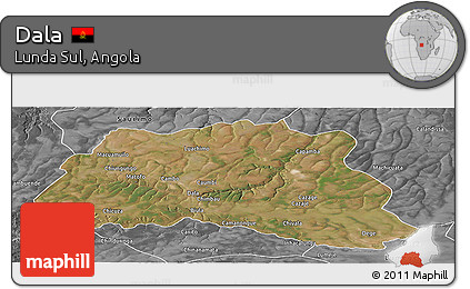 Satellite Panoramic Map of Dala, desaturated