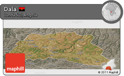 Satellite Panoramic Map of Dala, semi-desaturated