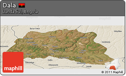 Satellite Panoramic Map of Dala, shaded relief outside