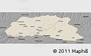 Shaded Relief Panoramic Map of Dala, darken, desaturated