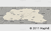 Shaded Relief Panoramic Map of Dala, darken, semi-desaturated