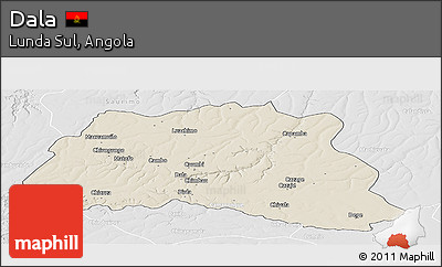 Shaded Relief Panoramic Map of Dala, lighten, desaturated