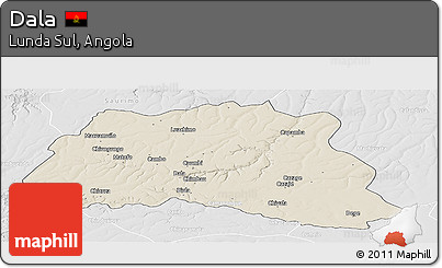 Shaded Relief Panoramic Map of Dala, lighten, desaturated