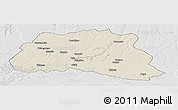 Shaded Relief Panoramic Map of Dala, lighten, desaturated