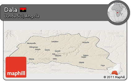 Shaded Relief Panoramic Map of Dala, lighten