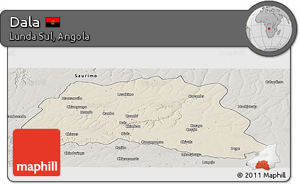 Shaded Relief Panoramic Map of Dala, semi-desaturated