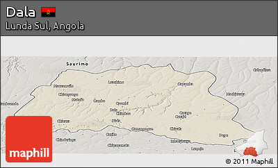 Shaded Relief Panoramic Map of Dala, semi-desaturated