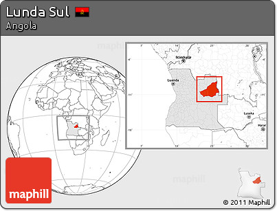 Blank Location Map of Lunda Sul, highlighted country, within the entire country