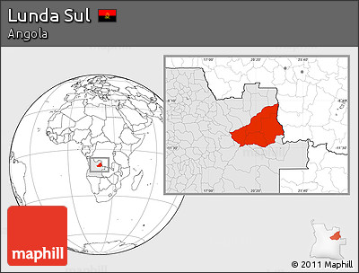 Blank Location Map of Lunda Sul, highlighted country