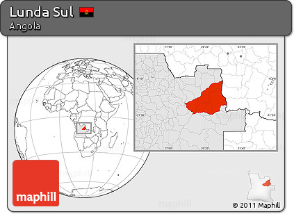 Blank Location Map of Lunda Sul, highlighted country