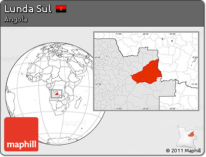 Blank Location Map of Lunda Sul, highlighted country