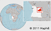 Gray Location Map of Lunda Sul, highlighted country, within the entire country, hill shading