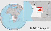 Gray Location Map of Lunda Sul, highlighted country, within the entire country