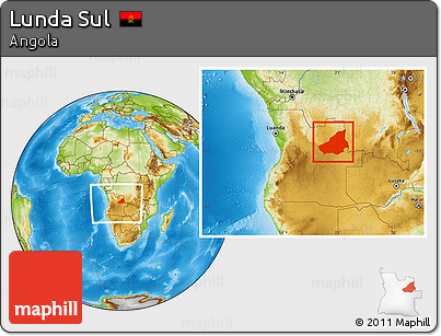 Physical Location Map of Lunda Sul, within the entire country